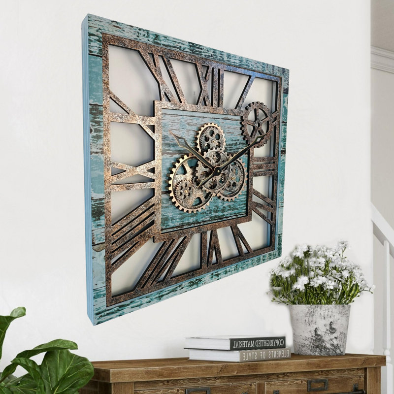 Solid Wood Wall Clock, Green