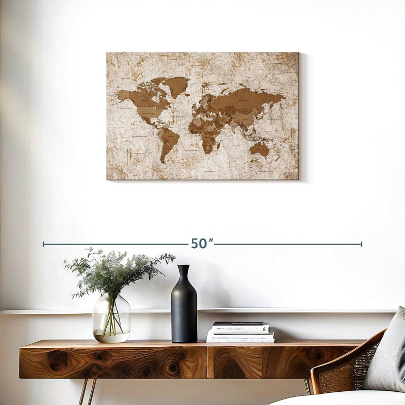 Keiri Aged World Map XIV, 20" H x 30" W