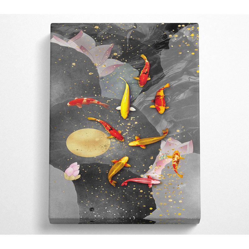 Colourful Koi Fish - No Frame Print on Canvas, 142.2cm H x 101.6cm W