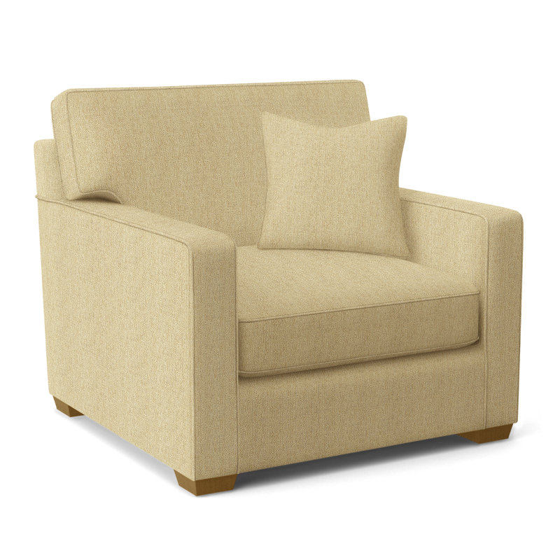 Gramercy Park Upholstered Accent Chair, Beige Sugar Performance, Havana Finish