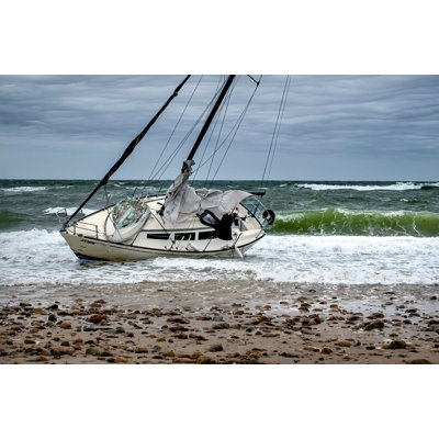 «Grounded Sail Boat Waiting For High Tide», reproduction sur toile