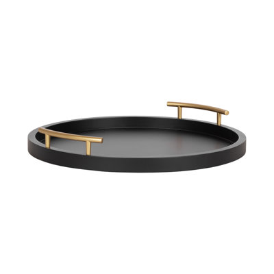 Round Ottoman Tray with Metal Handles