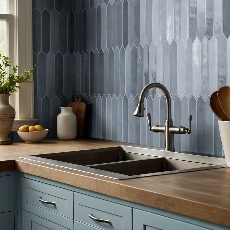 MSI Renzo Glossy Ceramic Picket Wall Tile, Denim