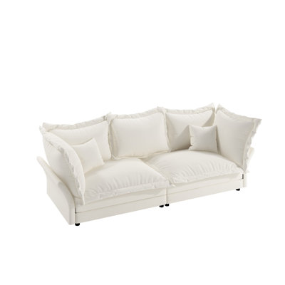 Canapé Alexys Beige de 87,95 po, confortable et moderne avec de nombreux matériaux et plusieurs coussins, stable de 800 lb, pour le salon de bureau de 87,95 po, coussins amovibles en mousse luxueuse et confortable, capacité, chambre
