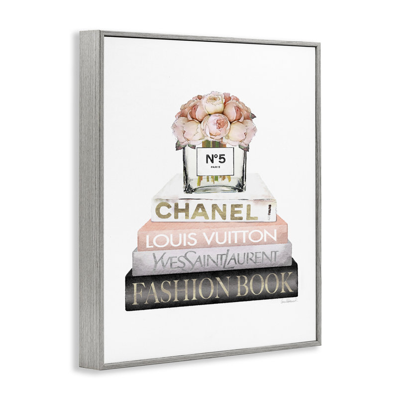 Pile de livres rose par Amanda Greenwood, H 20 po x l 16 po x P 1,5 po, Estampe numérique Farmhouse