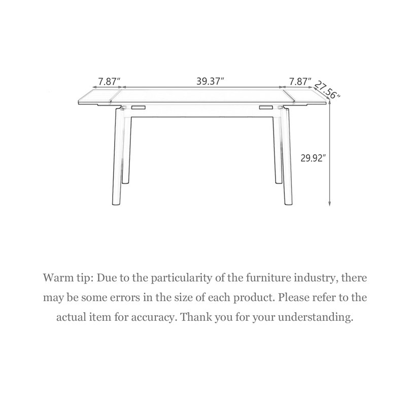 Table de salle à manger pliable et télescopique Stone, H 29,92 po x L 39,37 po x l 27,56 po