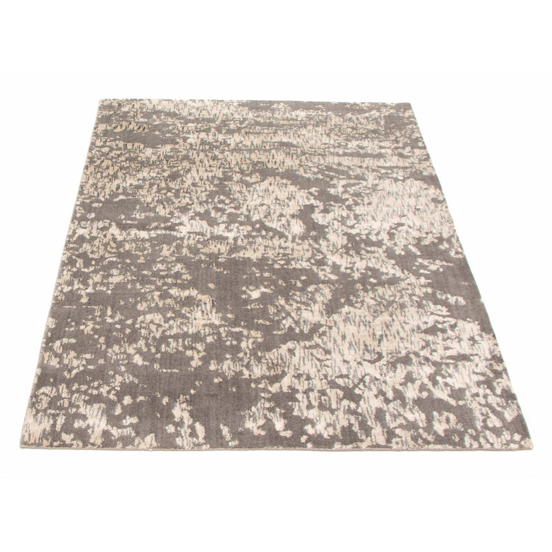 Tapis gris foncé en laine tissé à la main Halfon