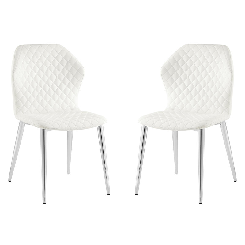 White Faux Leather Upholstered Parsons Side Chair Set