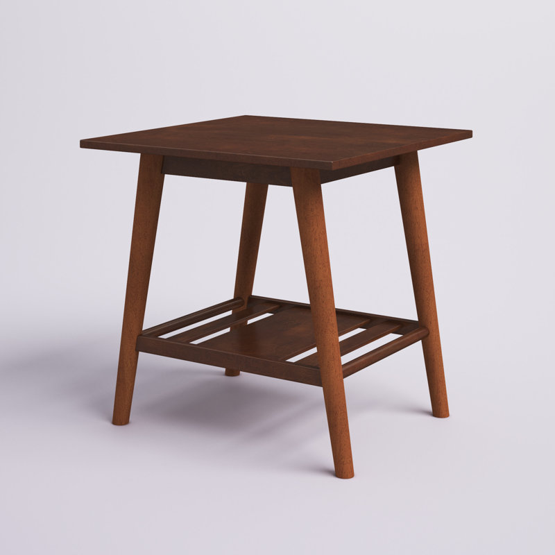Aniek 22” Wood Square End Table with Shelf, Medium Yellow Brown