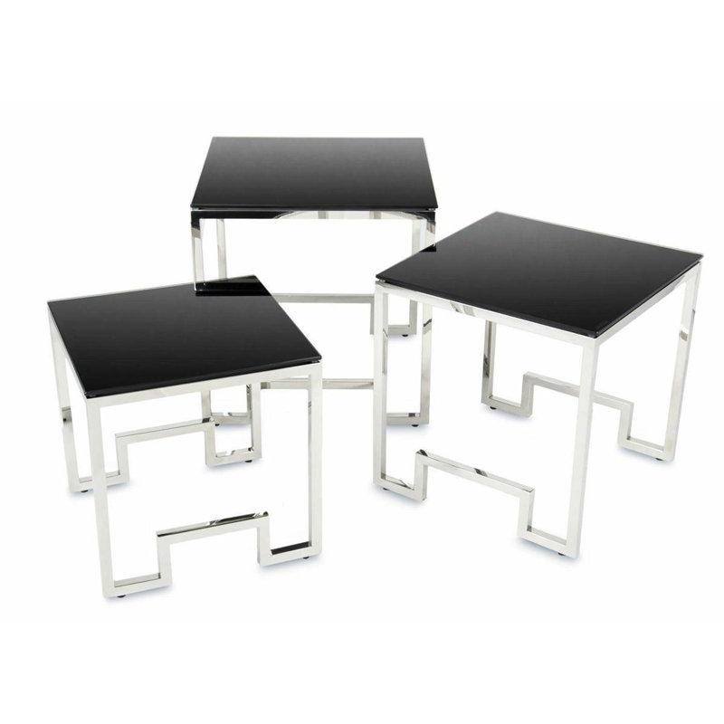 Exley Glass Top Sled Nesting Tables