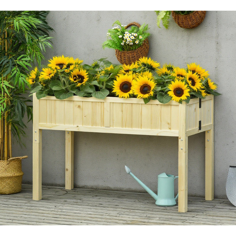 Lit surélevé de jardin, pot de fleurs surélevé de style classique, bois de sapin pliable, 45,25 po x 22 po 30 po, charge de 88 lb, idéal pour les bacs à fleurs pour patio, L, l, H 30 po, capacité, grand extérieur