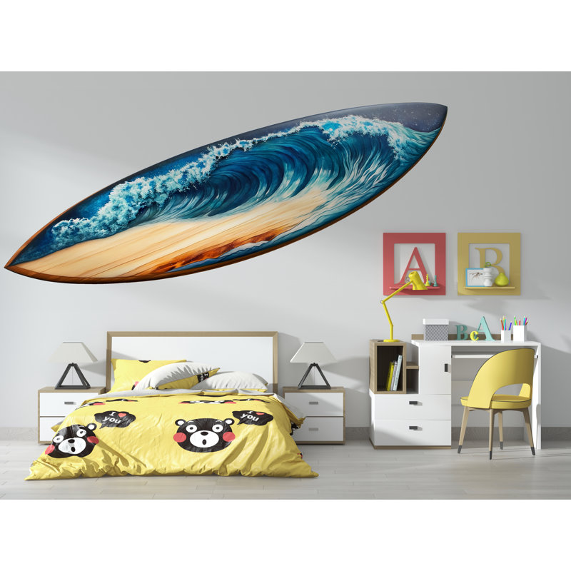 Art mural vague de planche de surf, décor de bord de mer, art côtier 444Mv, H 13 po x l 24 po
