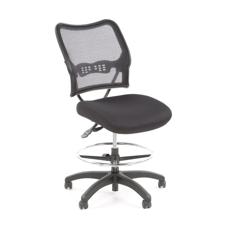 Ergonomic Black Mesh Swivel Drafting Chair with Metal Base