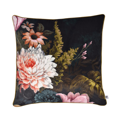 Kennington Floral Black Square Cushion