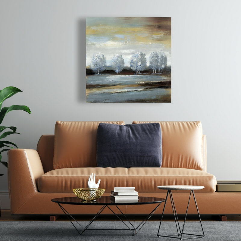Toile grise avec paysage - arbres, décoration murale moderne