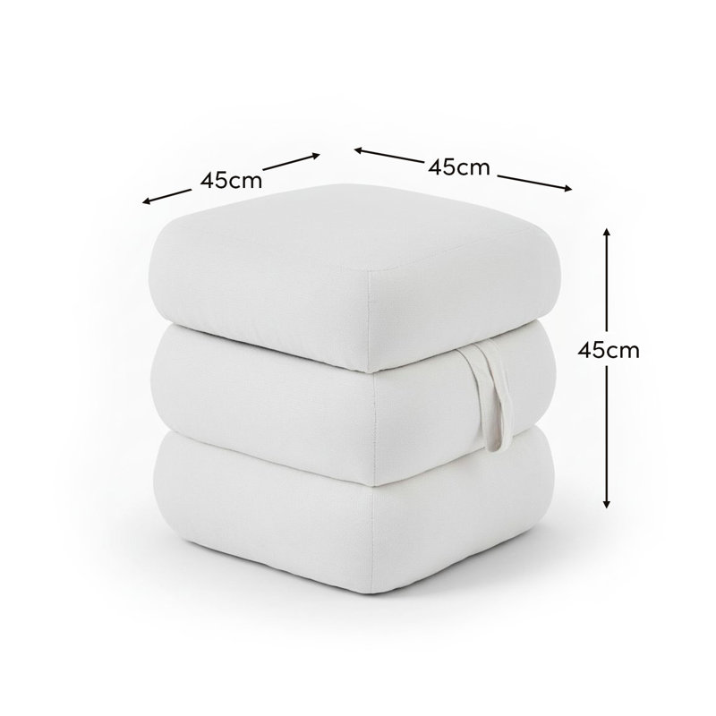 45cm Wide Footstool Ottoman, Ivory