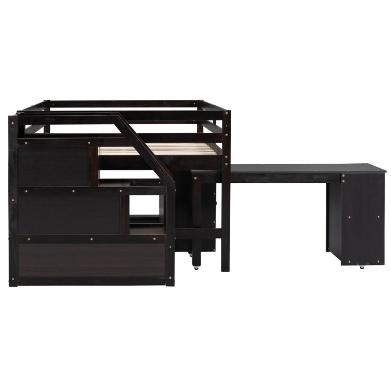 Lit mezzanine avec 3 tiroirs et bureau portable pour une utilisation polyvalente dans un bureau de chambre à coucher