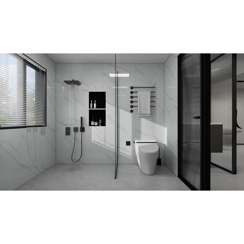  96” Waterproof SPC Shower Wall Panel Kit – 4-Piece Grout-Free Bathroom Surround (36"x60"x96"), 96" H x 36" W x 0.3" D