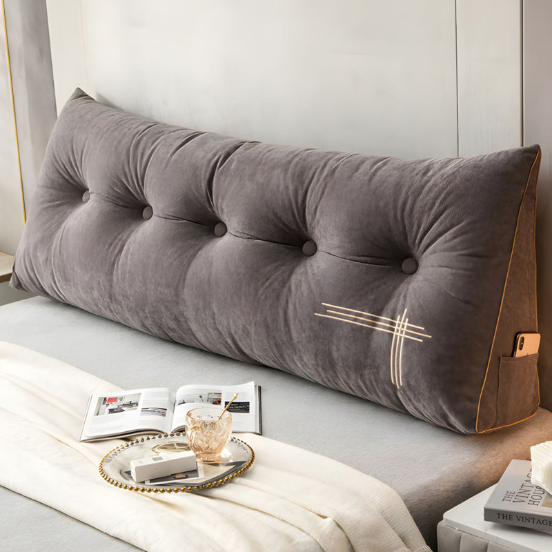 Coussin de tête de lit, H 20 po x l 39 po, Brun