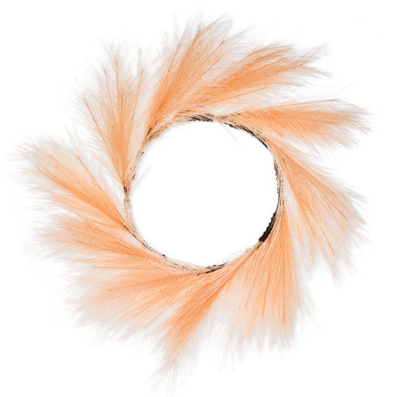 Couronne en polyester 24 po Faux Pampas, Rose, L 25 po x H 25 po x P 2 po