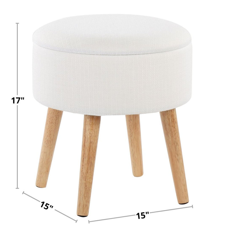 Alvena Borlow Tray Top Storage Ottoman & Stool, Gray Fabric