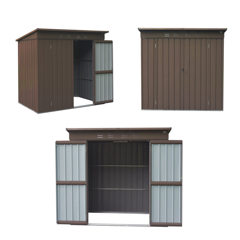 6.26 ft. W x 4.51 ft. D Metal Portable Storage Shed, Dark Brown