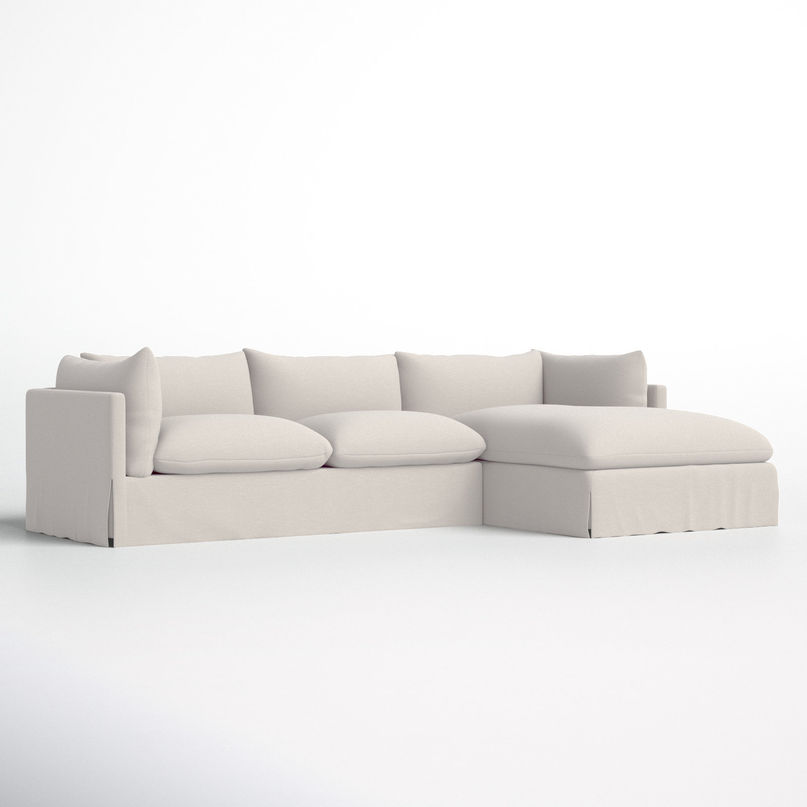 Zuri Slipcover Chaise Sectional, Right Hand Facing, Bennett Moon Polyester Blend, 31.5" H x 133" W x 67" D