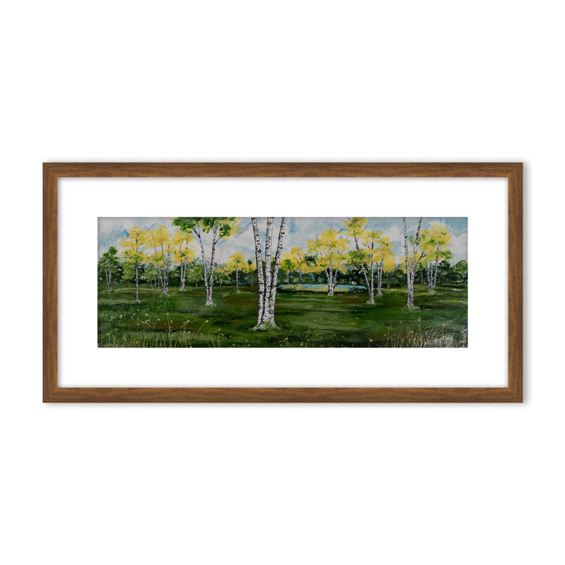 Nature Inspired "Summer Birchscape" Canvas Wall Art By , 24" H x 48" W, Framed Print, Beige