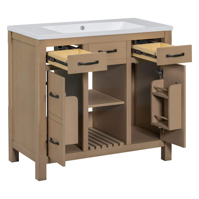 Meuble-lavabo 36 po avec lavabo sous-comptoir, Bois