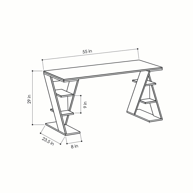 Faunsdale 3 Tier Modern Desk, White