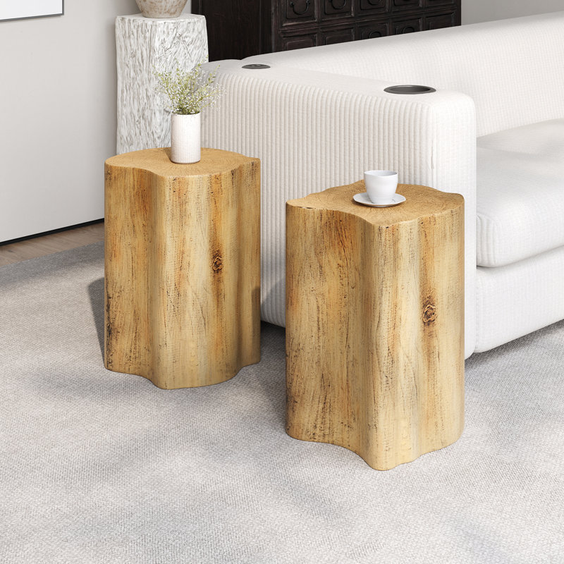 Table de bout 21 en couleur naturelle, aux variations de température, idéale pour contenir des boissons modernes avec un design fendu, faite de fibre de verre à 85% et 15%, dortoirs appropriés