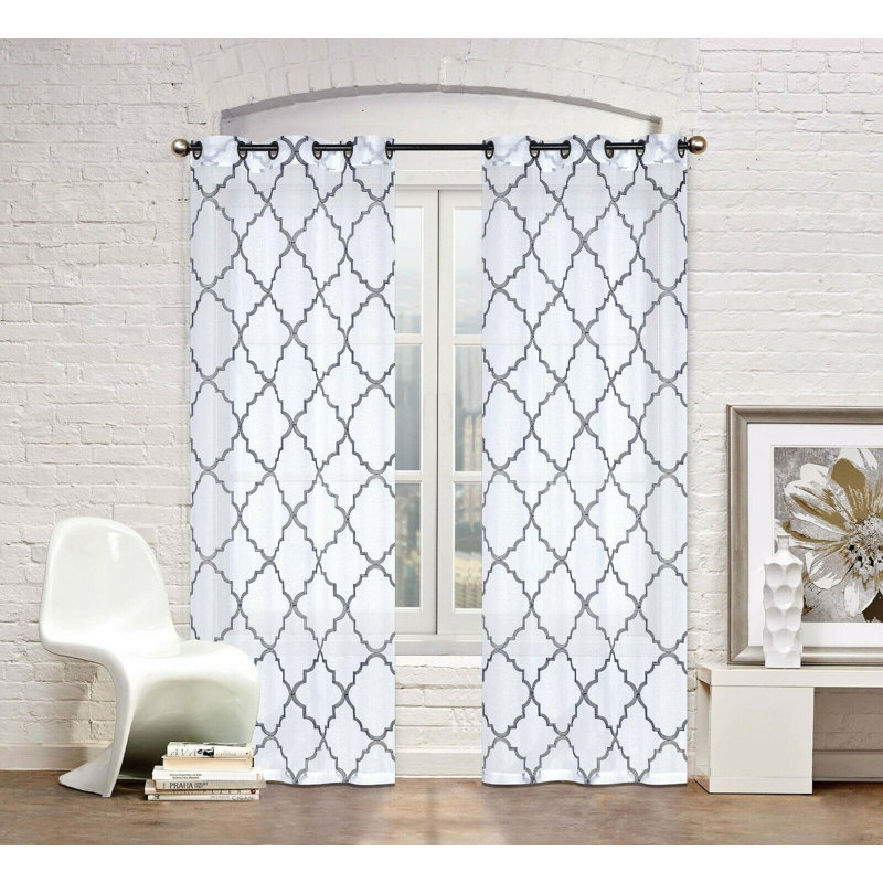 Lillias Sheer Curtain Pair, Navy