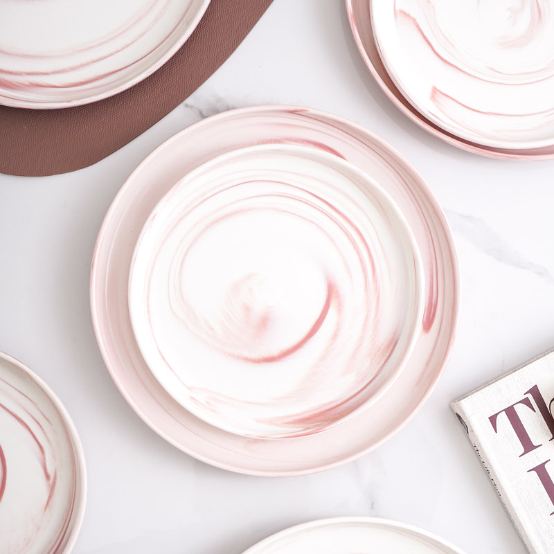 Ensemble d'assiettes à salade en porcelaine 4 pièces Stone Lain Brighton, Rose