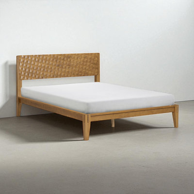 NTC Sapa Solid Wood Bed Frame with 3D Carved Headboard, Japanese Joinery, No Box Spring Needed, Silent slats, Easy Assembly by NTC