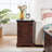 Farmhouse End Table Nightstand Rectangular Farmhouse End Table With Barn Door And Adjustable Storage Shelf, Rustic Sofa Side Table For Living Room, Bedroom, OAK