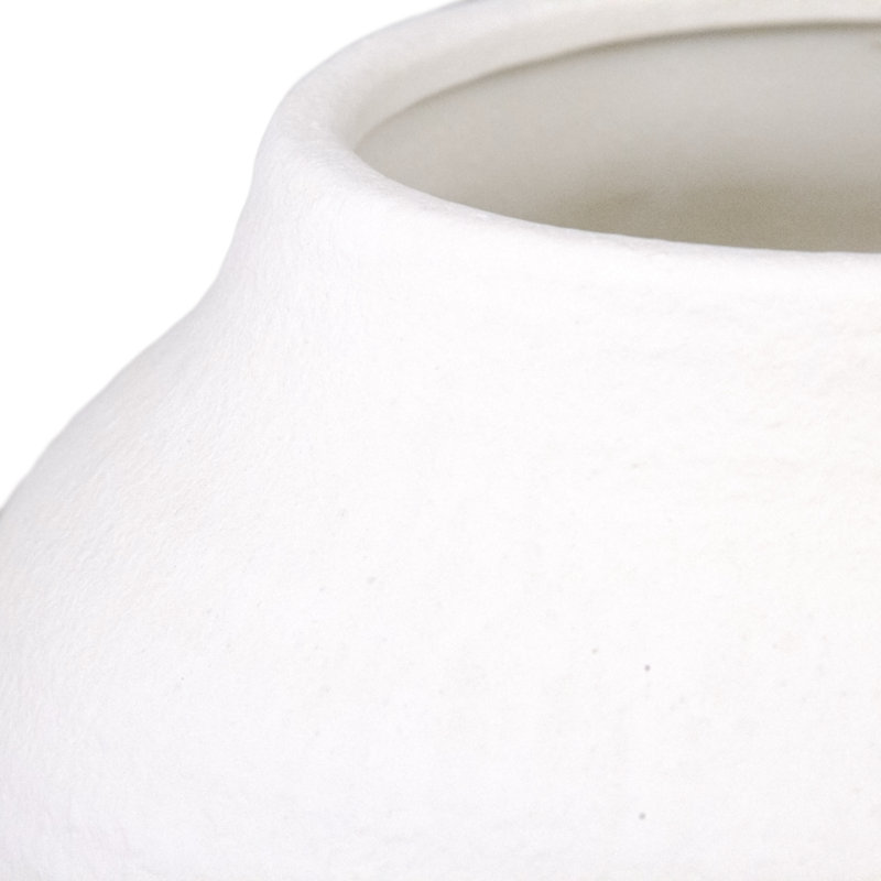 Vase de table en céramique blanc mat Dhital, H 9,5 po x l 10 po x P 10 po