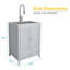 24 po Ensemble de meuble-lavabo, lavabo, robinet et armoire en acier inoxydable
