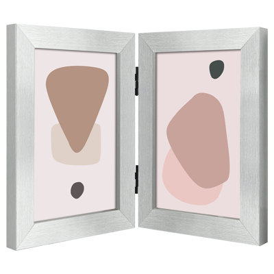 Silver Folding Hinged Picture Frame for Desktop Photo Display