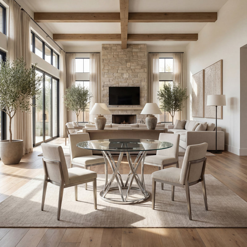 Dorene Yuko Round Glass Dining Table