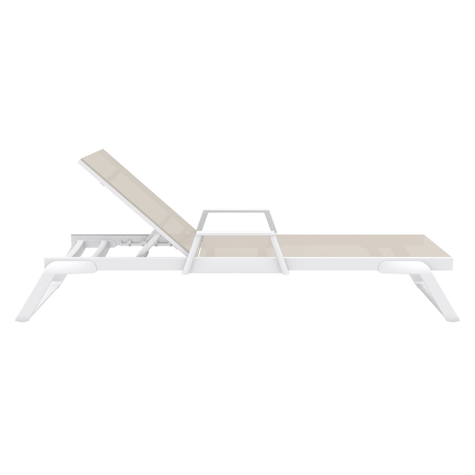 Genelda 28" Patio Chaise Lounge, White/Taupe