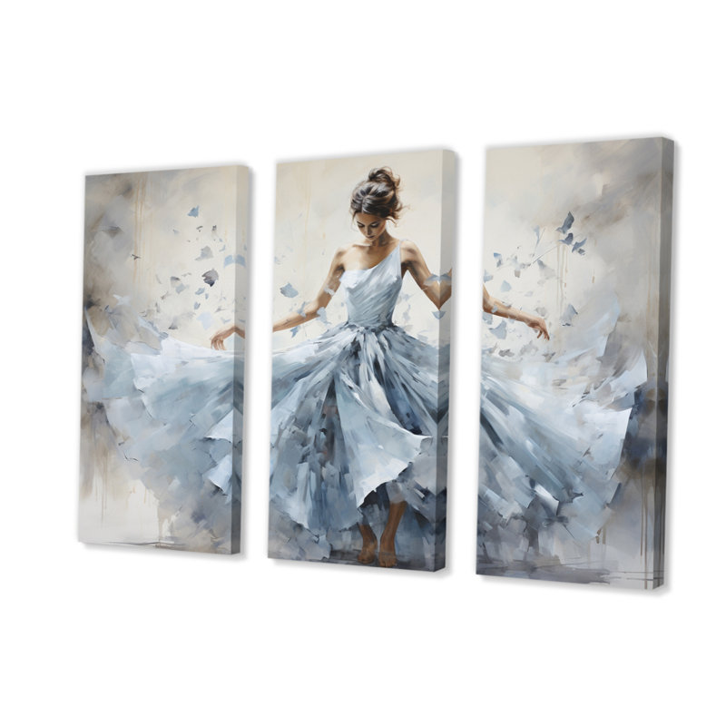 «Blue Ballet Dance I» sur toile, reproduction de 3 pièces, H 28 po x l 36 po x P 1 po