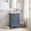 Ensemble de meuble-lavabo autoportant 18 po en bois d'hévéa massif et panneau de fibres à densité moyenne, armoire bleue avec 1 porte à fermeture douce et tablette réglable, lavabo intégré en céramique blanc brillant, quincaillerie d'armoire complète assortie-130926452-131135261