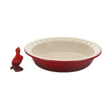 Le Creuset Stoneware Pie Baking Gift Set (Heritage Pie Dish & Pie Bird), Cerise
