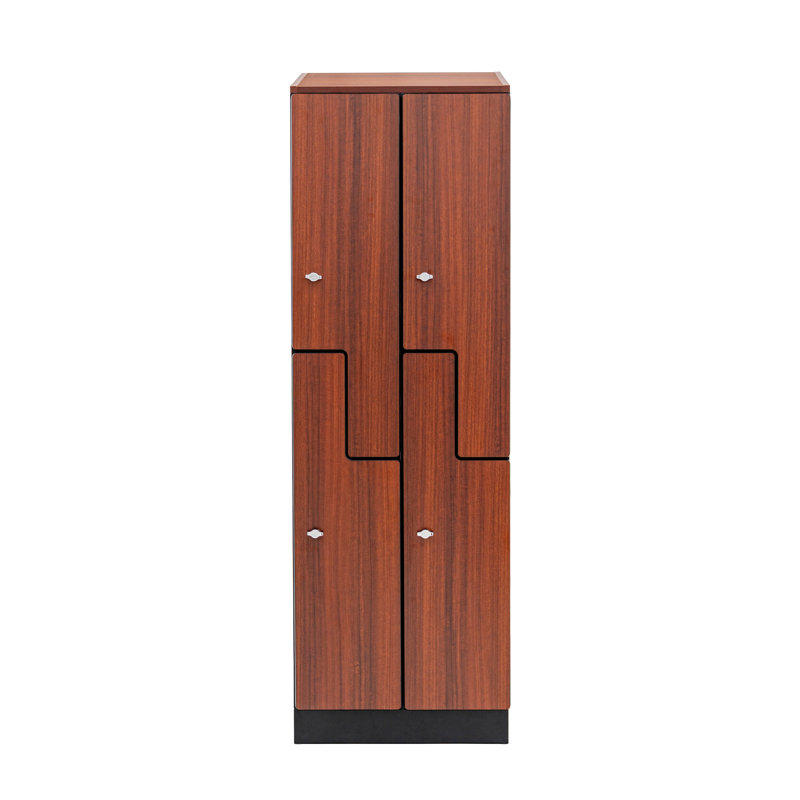 Casier de rangement en bois à 2 colonnes et 2 compartiments à 4 niveaux avec panneaux d'extrémité et serrure à clé, Brown