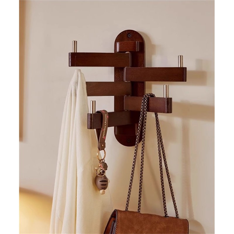 Elegant Solid Wood Wall-Mounted Coat Rack, Brown