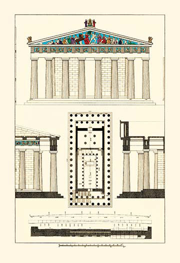 «The Parthenon at Athens, Polychrome» par J. Buhlmann, impression