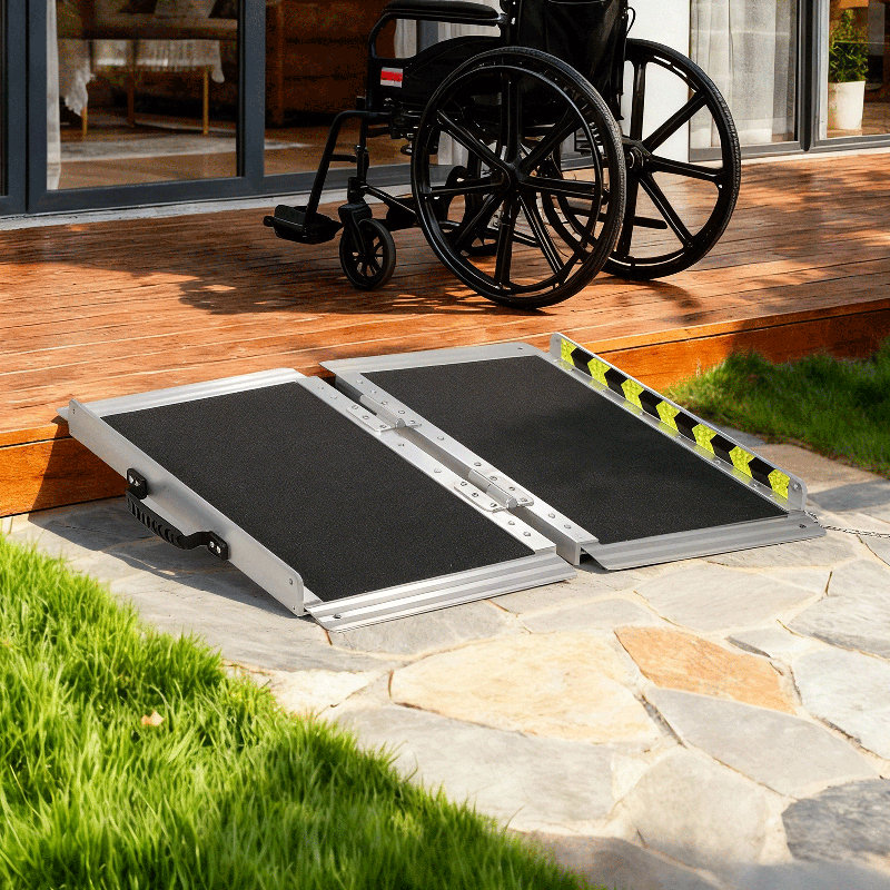 Rampe pliante en aluminium antidérapante d'une capacité de 800 lb pour les marches et les portes, H 1 po x L 24 po x l 29 po
