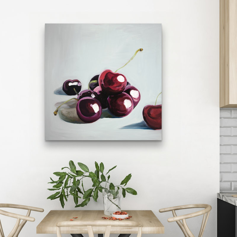 Glossy dark cherries - 32"x32" art on canvas