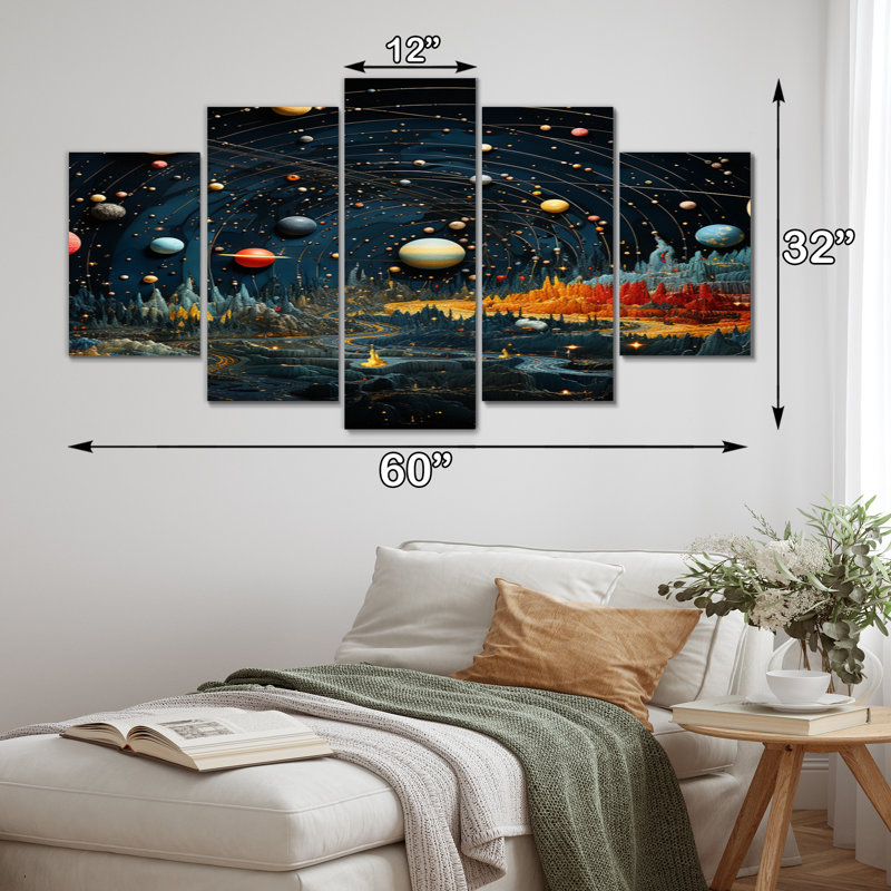 Palette colorée colorée II - Art mural sur toile, 5 panneaux