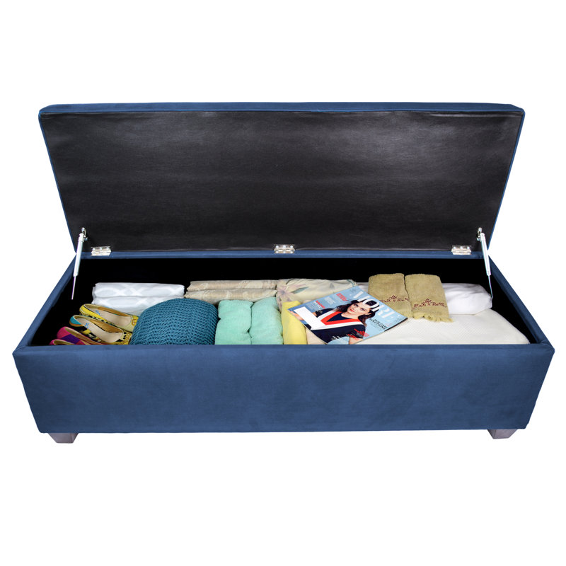 Upholstered Storage Bench, Blue